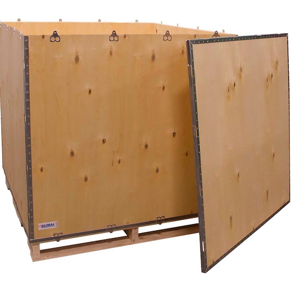 47.25 in x 47.25 in x 42.5 in 6 Panel Shipping Crate, Brown, Plywood